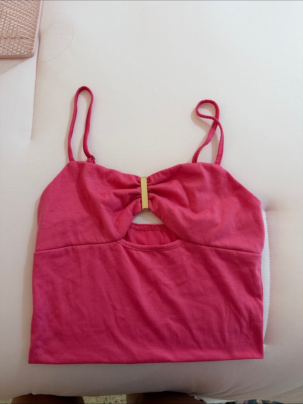 Pink Bow Front Crop Top